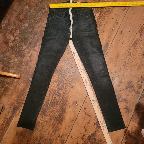 Diesel jeans SLANDY black creased Crinkled Coated scratched look skinny 096DE - Picture 4 of 16